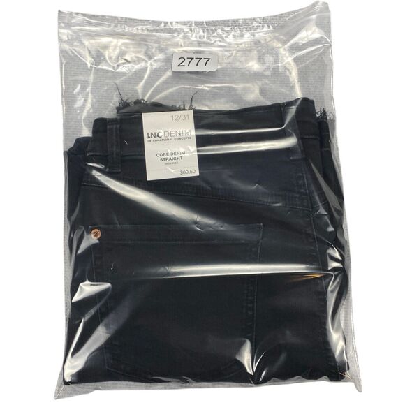 INC Core Denim Straight Women's High Rise Mom Jeans Black 12/31 MSRP: $69 - Picture 14 of 16